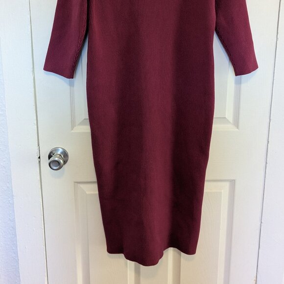 Hatch Skylar Rib Knit Midi Dress Pink Maternity Size 4 Mock Neck Stretch Bodycon - Picture 12 of 12